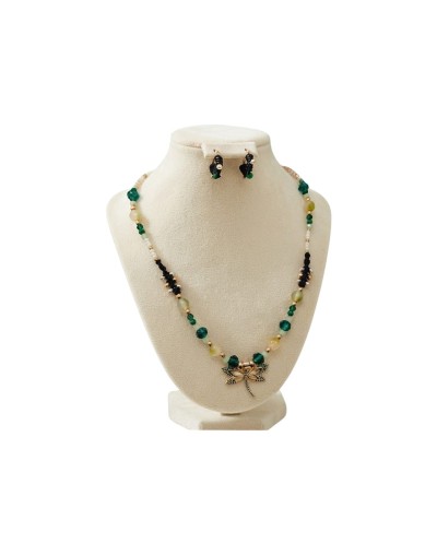 Conjunto Libélula verde ágatas