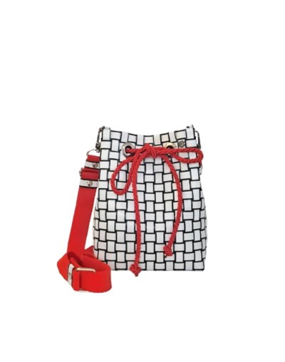 Mochila Lourdes Blanco y Negro con Rojo (Pieza Única)