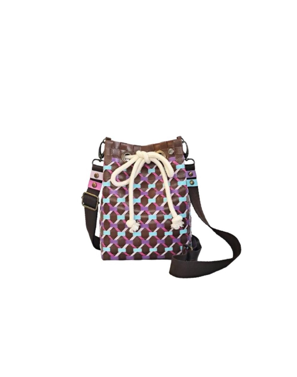 Mochila Lourdes Marrón y Pastel (Pieza Única)