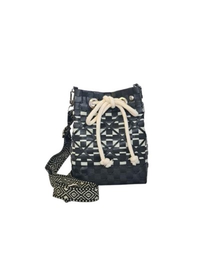 Mochila Lourdes Negro y Crudo Étnico (Pieza Única)