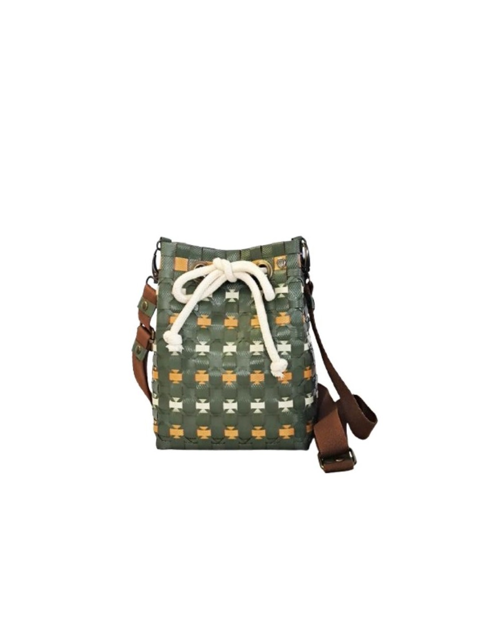 Mochila Lourdes Verde Oliva y Ocre (Pieza Única)