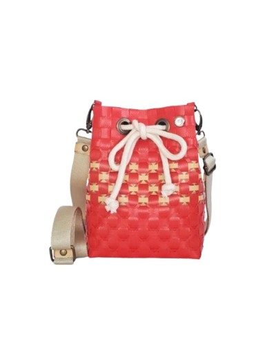 Mochila Lourdes Rojo Vibrante y Arena (Pieza Única)