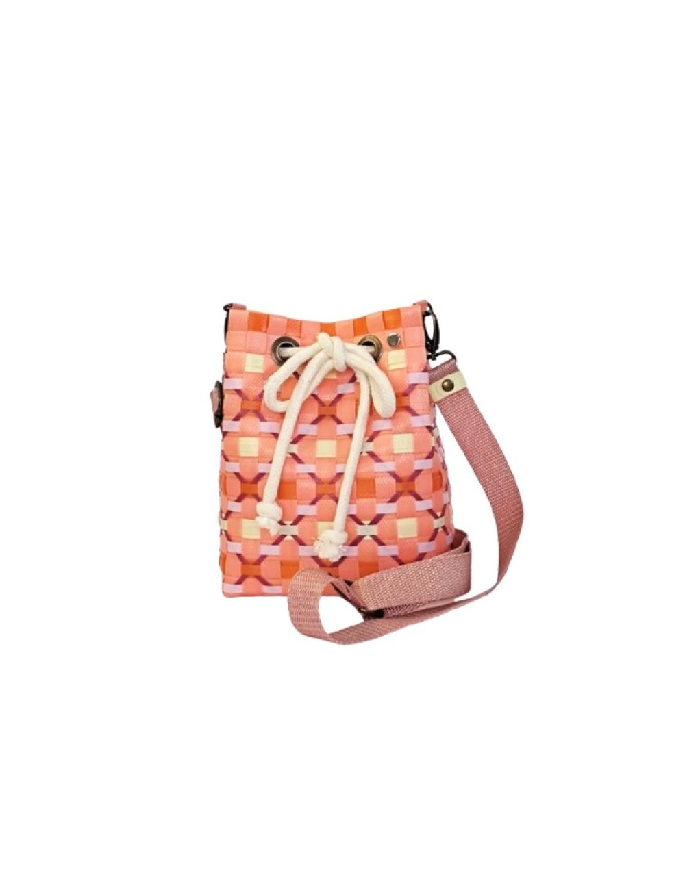 Mochila Lourdes Salmón y Atardecer Pastel (Pieza Única)