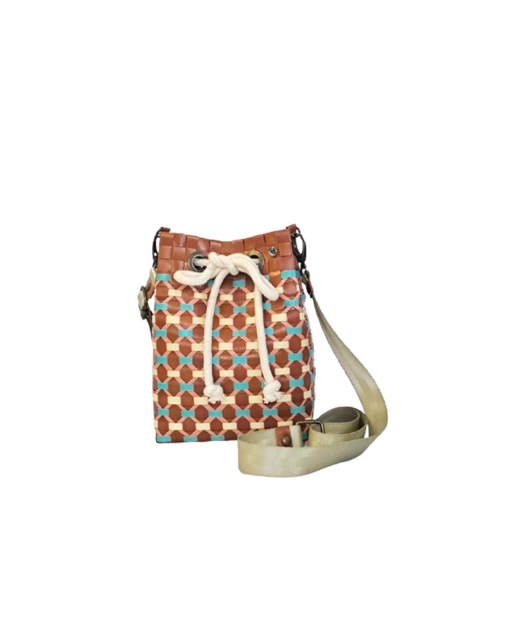 Mochila Lourdes Terracota y Pastel (Pieza Única)