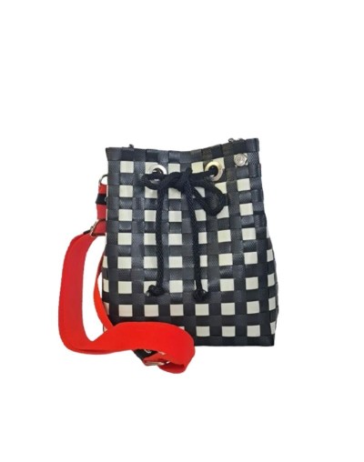 Mochila Septimazo Damero Crudo y Negro con Rojo (Pieza Única)