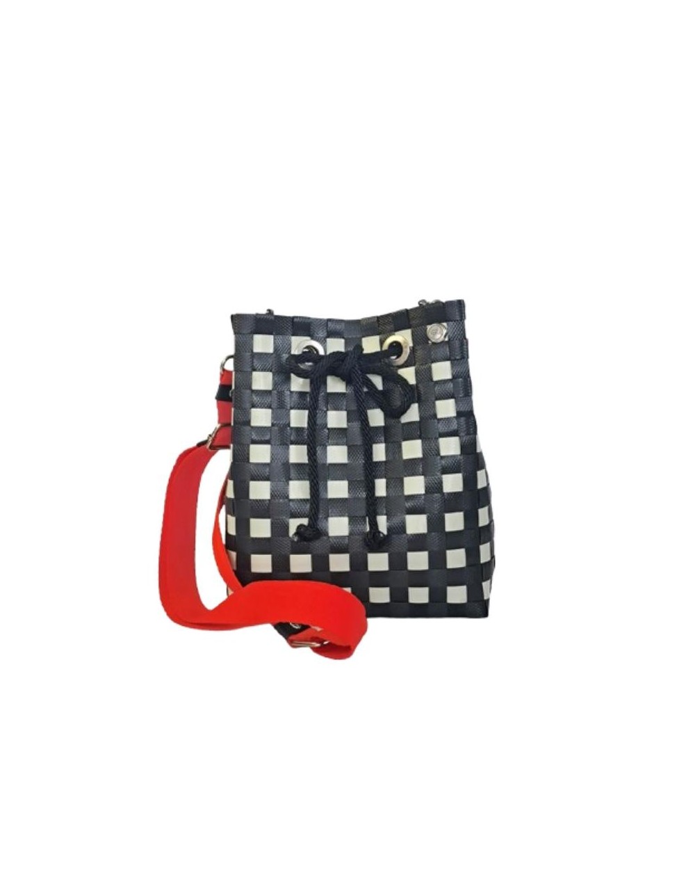Mochila Septimazo Damero Crudo y Negro con Rojo (Pieza Única)