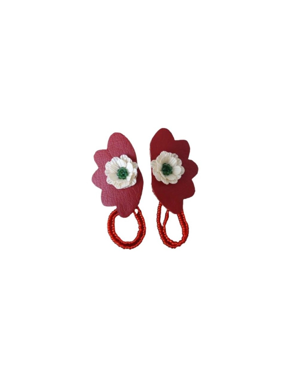 ARETES EN CUERO  FLORES 