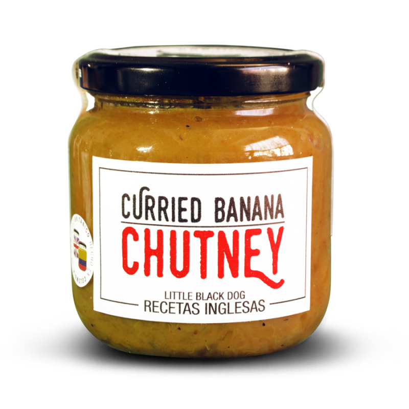Curried banana chutney o conserva británica de banano pimentón y especias de la india