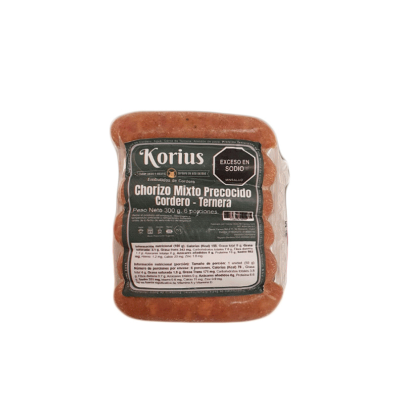 Chorizo precocido korius mixtos de cordero y ternera