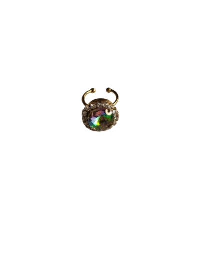 Anillo Ajustable En Acero Dorado Con Cristal Biscelado Multicolor 
