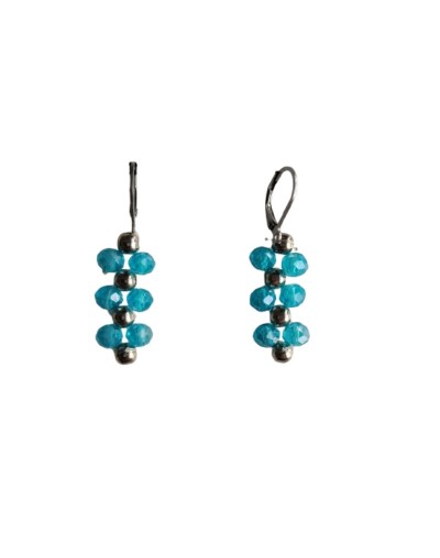 Aretes de Muranos Azul Claro Y Balines Plateados 