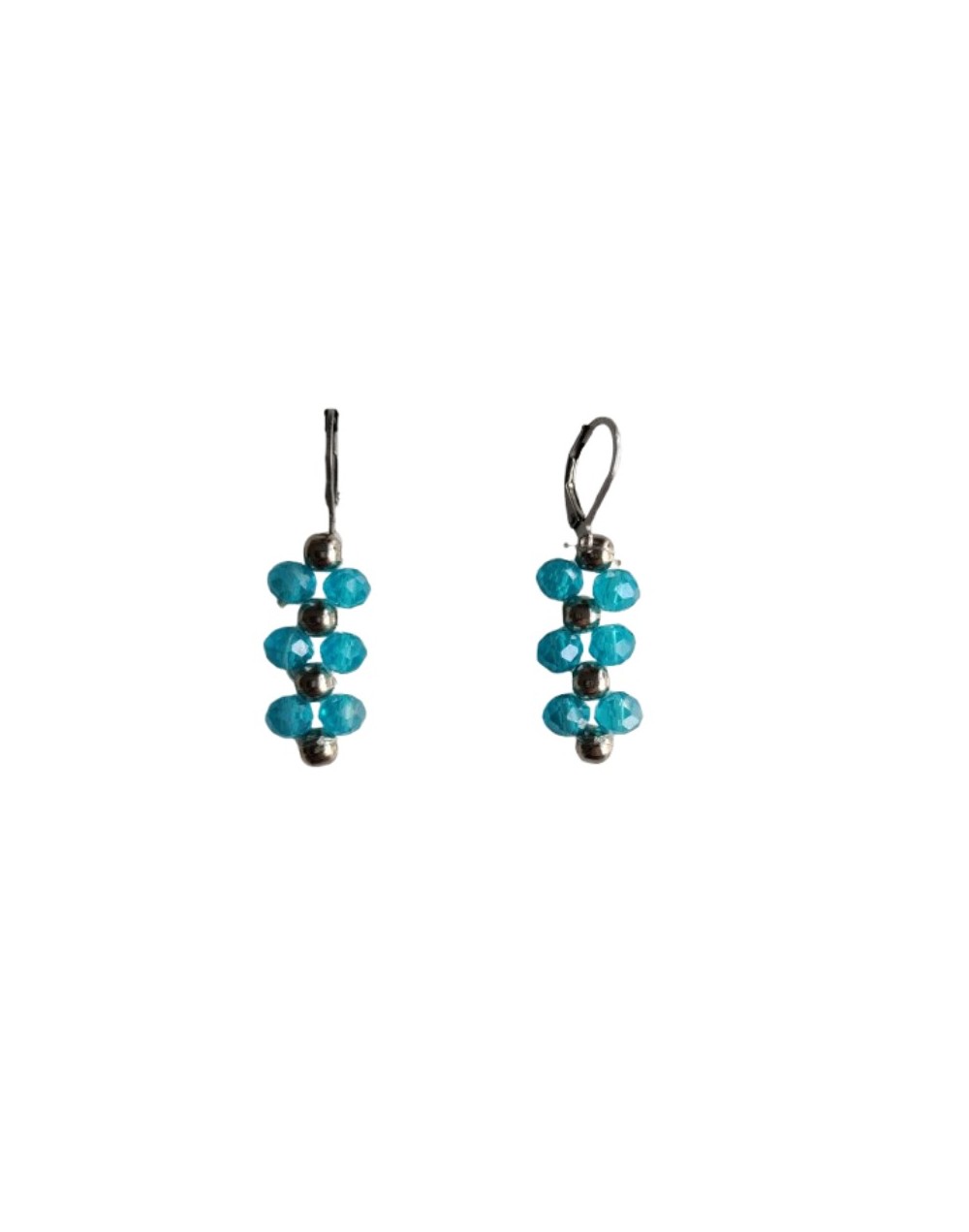 Aretes de Muranos Azul Claro Y Balines Plateados 