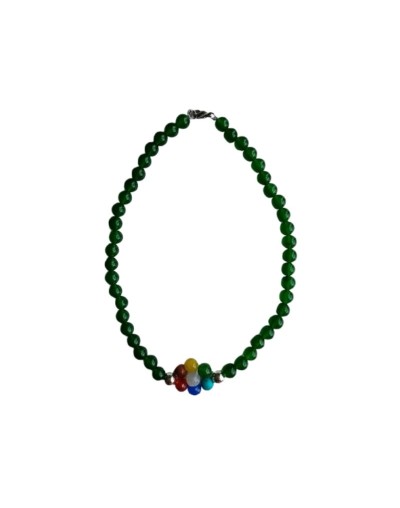 Collar de Jade VerdeCon Flor de Los 7 Chakras 