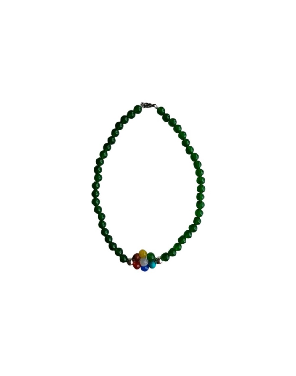 Collar de Jade VerdeCon Flor de Los 7 Chakras 