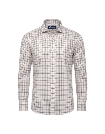 CAMISA HOMBRE CUADRO VENTANA AZUL NARANJA