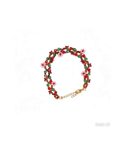 Pulsera de flores en mostacilla 
