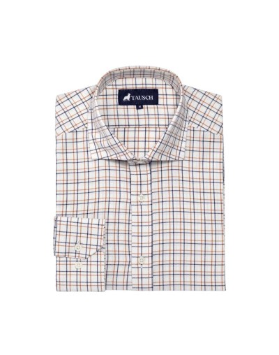 CAMISA HOMBRE CUADRO VENTANA AZUL NARANJA
