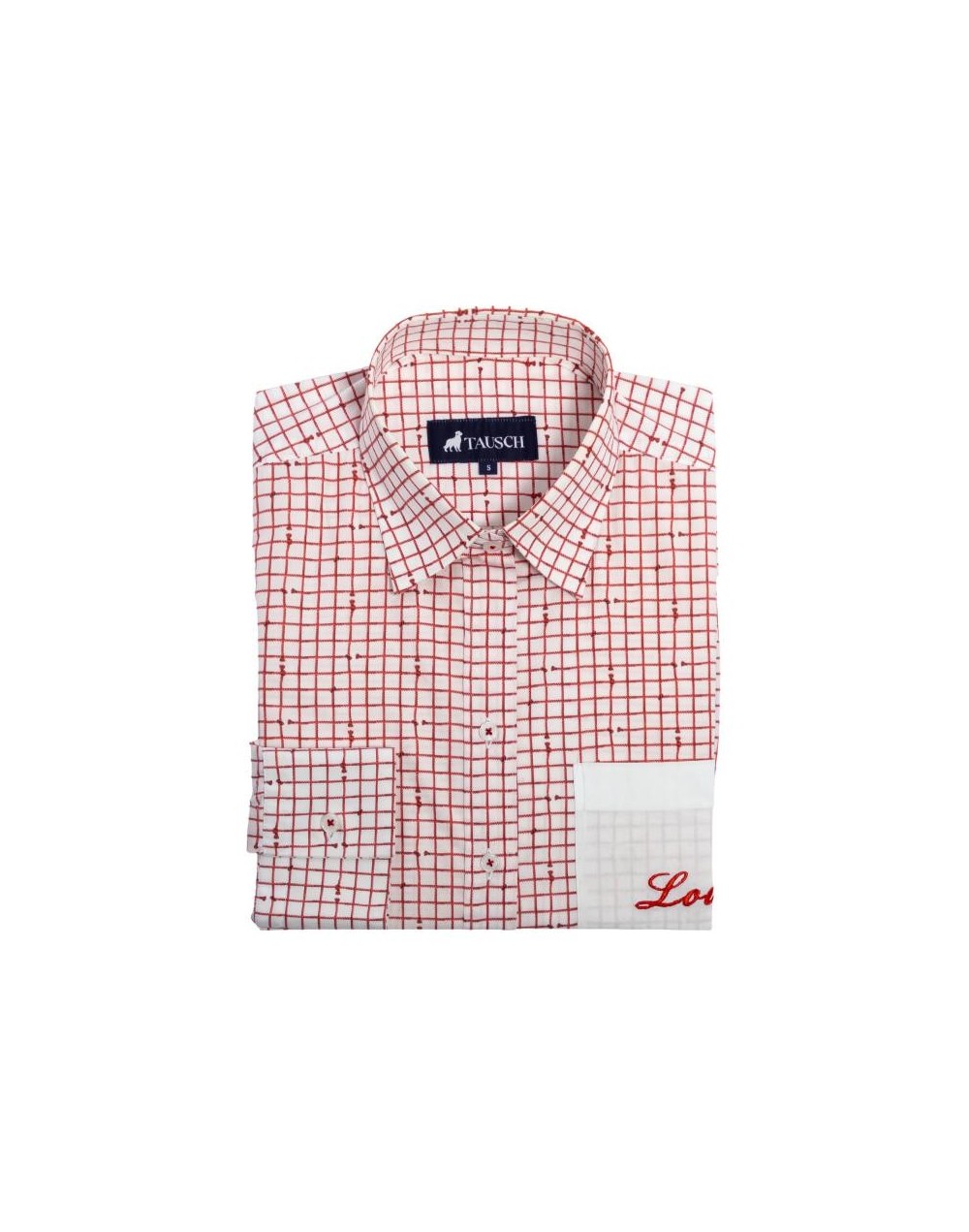 BLUSA DAMA BLANCA PRINT CUADROS LAZO ROJO BOLSILLO