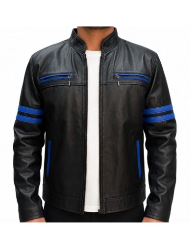 Chaqueta de cuero franjas