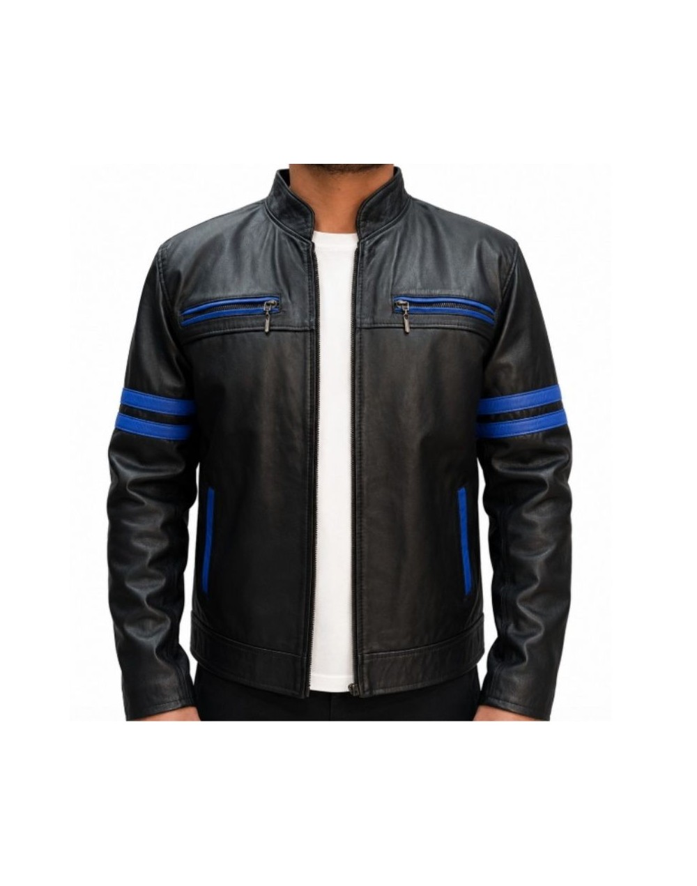 Chaqueta de cuero franjas