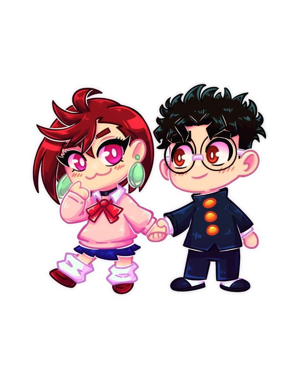 Sticker Dandadan Okarun y Momo Chibi