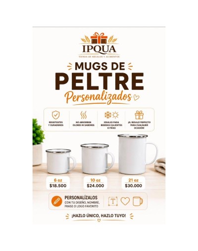 ☕ Mugs de Peltre Personalizados IPQUA