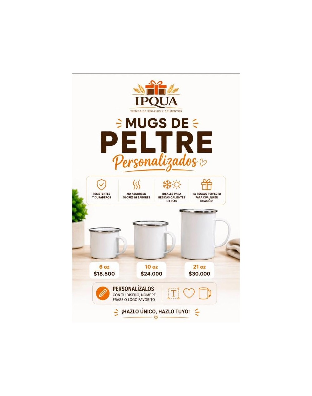 ☕ Mugs de Peltre Personalizados IPQUA