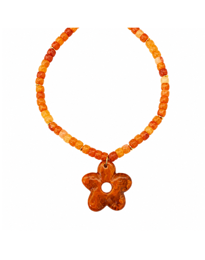 Collar flor naranja