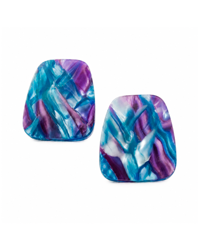 Aretes Resina Onda Morado/Azul
