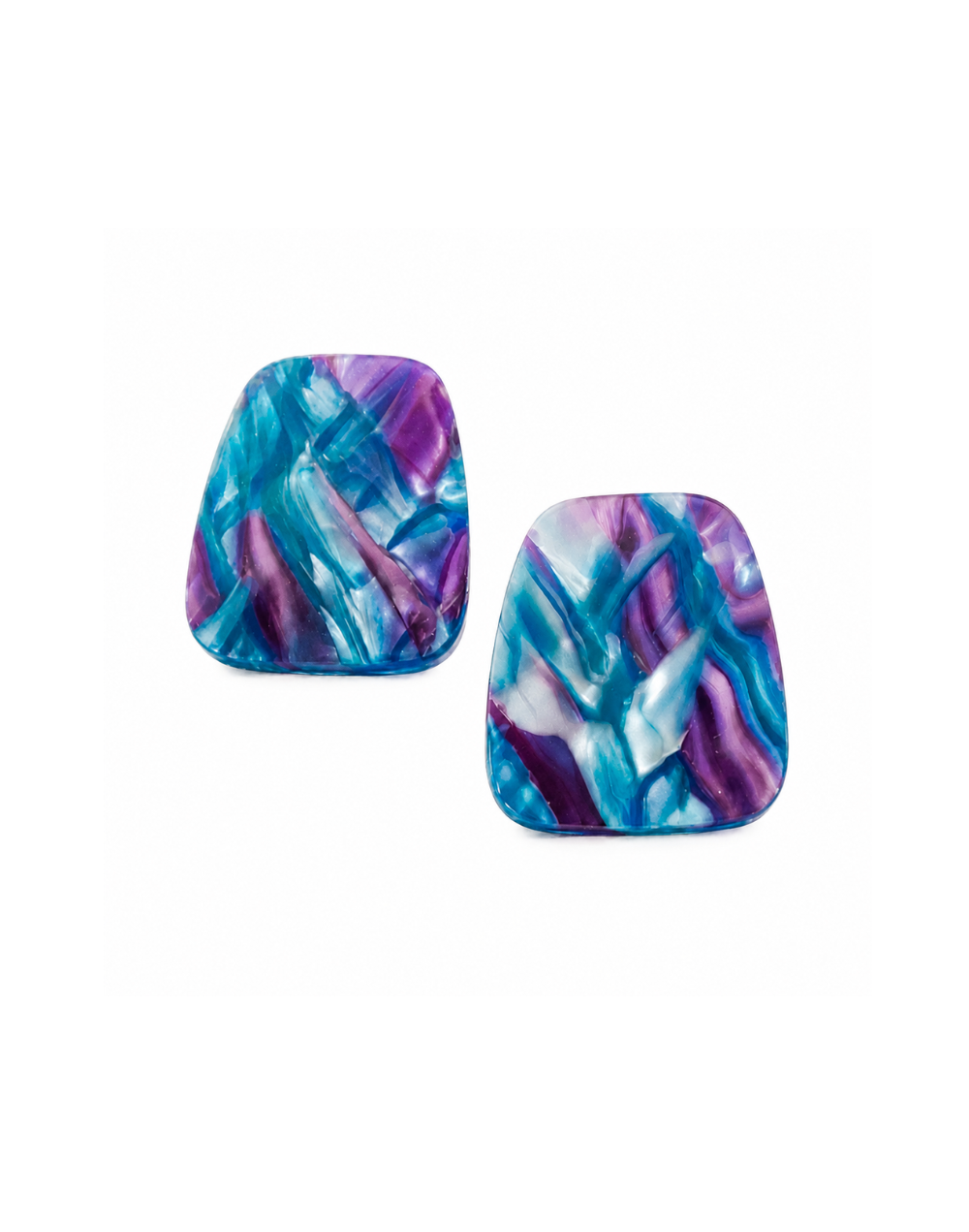 Aretes Resina Onda Morado/Azul