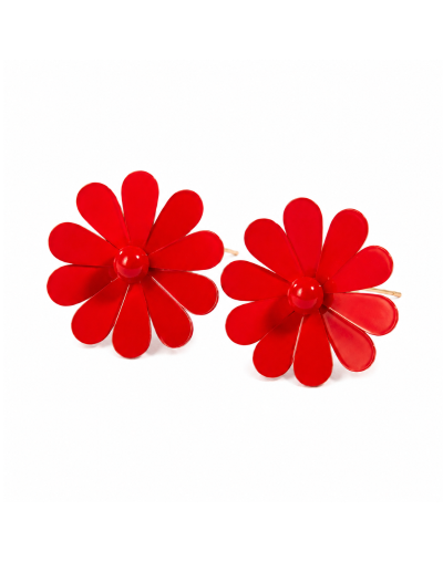 Aretes Maxi Flor rojo