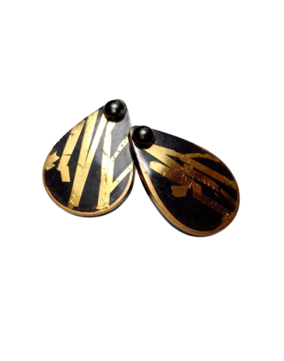 ARETES NOIR DORE