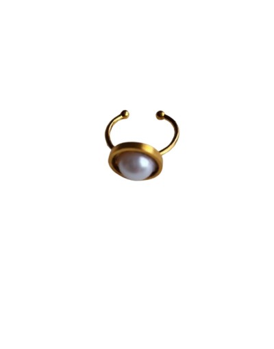 Anillo Ajustable Perla Blanca y Base Dorada 