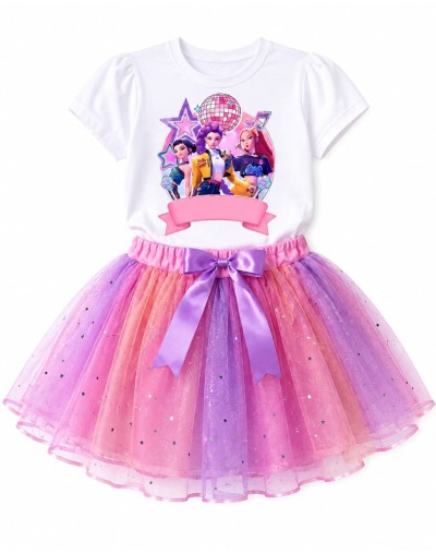 conjunto k-pop con falda tutu