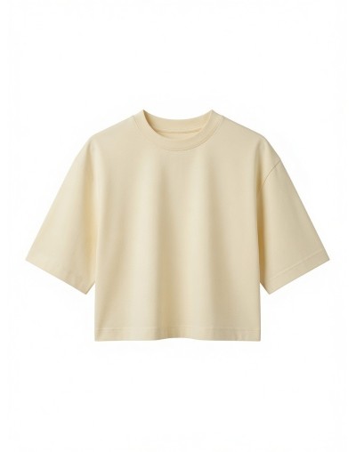 Camiseta Cropped Marfil Mujer