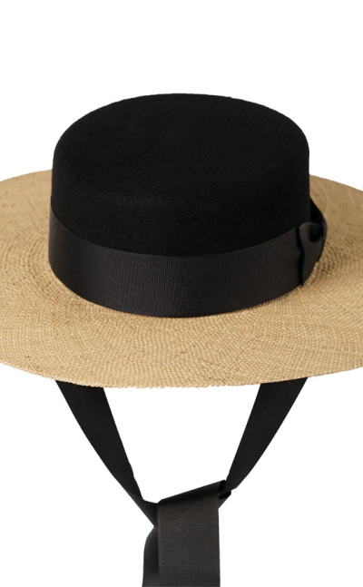sombrero Black felt and nogal straw hat