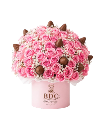 Ramo de Rosas Fresas con Chocolate 