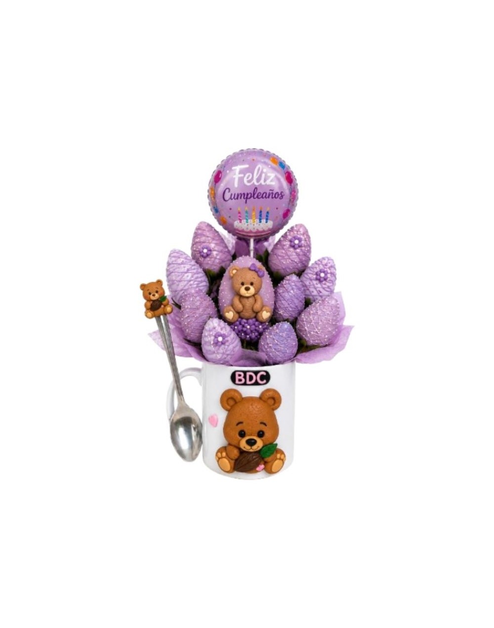 Ramo de 10 Fresas más Pocillo Personalizado