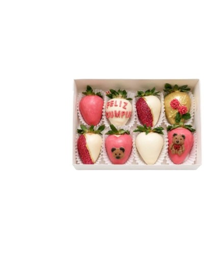 Caja de 8 Fresas con Chocolate Prsonalizadas