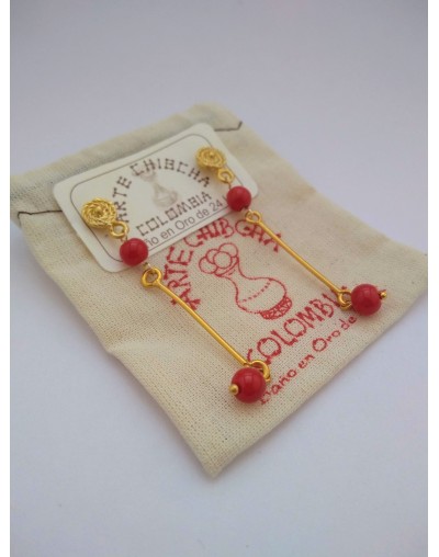 Arete colgante coral