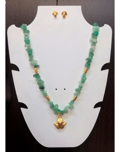 Collar jade cascajo con Aretes Rana