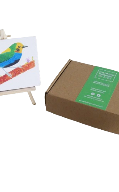 Cuadros de aves con atril en caja de regalo