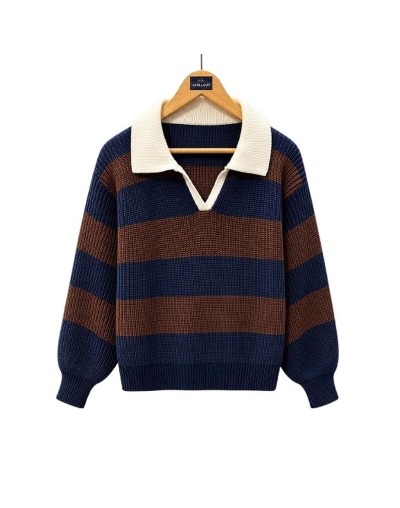 Sweater Tipo Polo Rayas