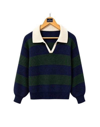 Sweater Tipo Polo Rayas