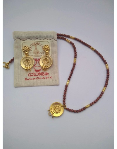 Collar lluvia de oro 4mm y aretes