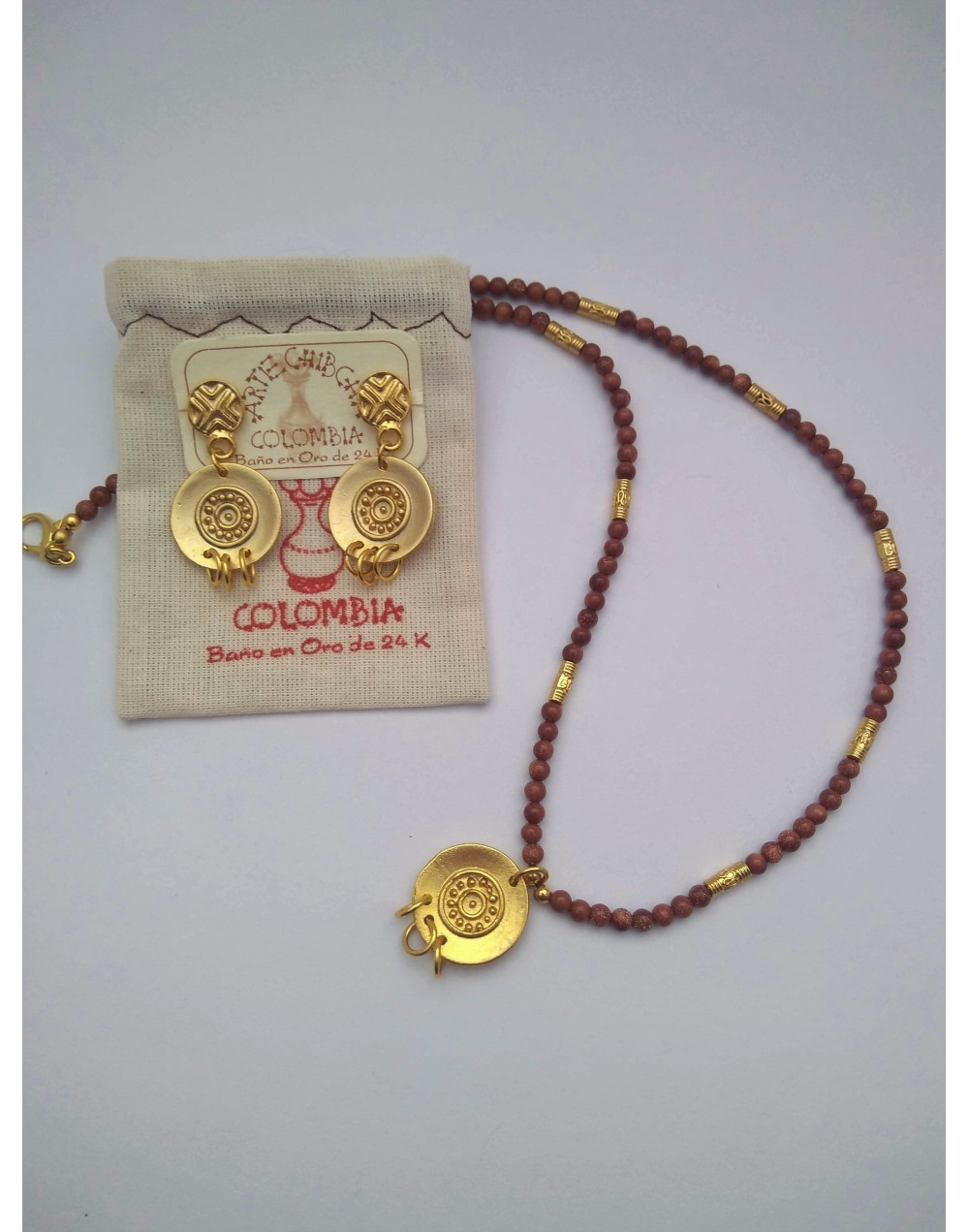 Collar lluvia de oro 4mm y aretes