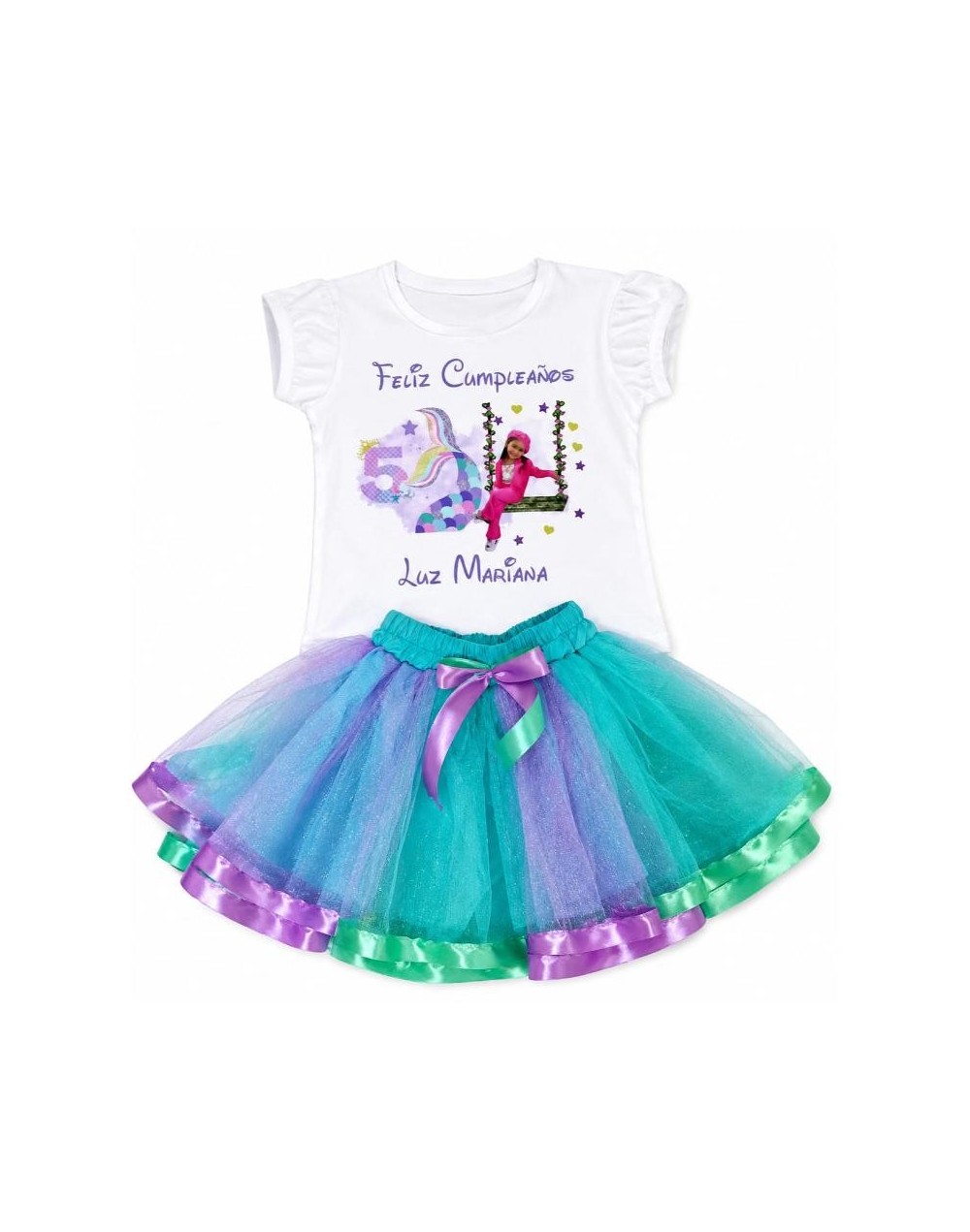 Conjunto Infantil  con Falda Tutú Personalizada