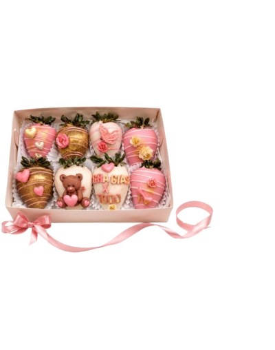 Caja 8 Fresas con Chocolate Personalizadas