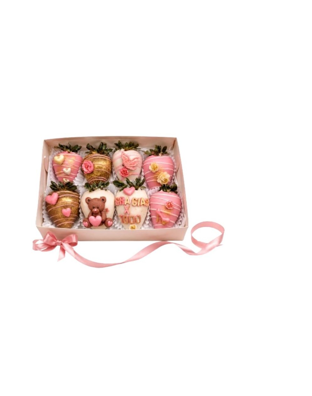 Caja 8 Fresas con Chocolate Personalizadas