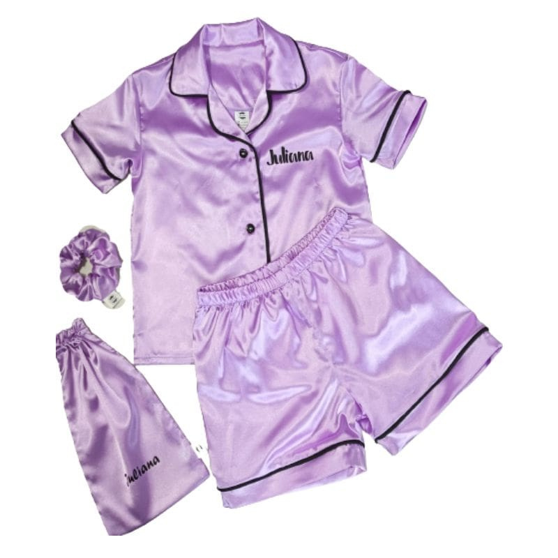 Combo Pijama personalizada en satín para niña